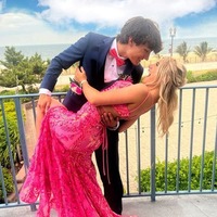 Elegant V Neck Pink Sequins Long Mermaid Prom Dress with Slit ,PD230961 - Thumbnail 1