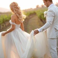 Sexy A-line Wedding Dress, Luxury Off the Shoulder Appliques Wedding Gown Bridal Dress - Thumbnail 1