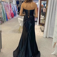 Elegant Sweetheart Black Satin Mermaid Prom Dress with Slit ,PD230966 - Thumbnail 1