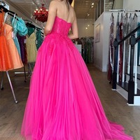 Sweetheart Pink Tulle A Line Prom Dresses with Appliques ,PD230970 - Thumbnail 1