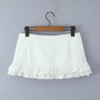 White Double Layer Ruffle Mini Skirt - Pleated Hem High Waist Skirt-3