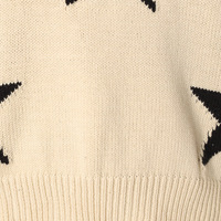 Star jacquard pattern round neck long sleeve loose sweater knit sweater - Thumbnail 5