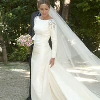 Sheath Wedding Dress, Open Back Satin Wedding Gown Bridal Dress - Thumbnail 1