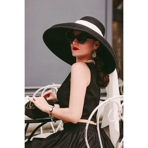 Holly -the Ultra Glamorous Oversized Wool Hat with 100% White Chiffon Silk Scarf