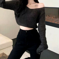 Stunning Sexy Chunky Stripe Sweater Blouse Tops Streetwear Rave Awesome - Thumbnail 3