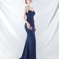 Chic Women's Sexy Slit Evening Dress with Beads - Thumbnail 2