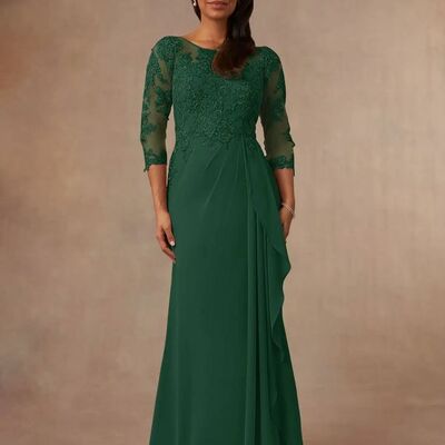 Elegant mother of the bride/groom dress green mermaid evening formal prom dress