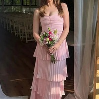 Cute Strapless Green Chiffon Tiered A Line Prom Dresses ,PD230979 - Thumbnail 3