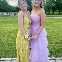 A Line Strapless Tiered Tulle Prom Dress,PD230980 - Thumbnail 2