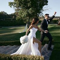 Sexy A-line Wedding Dress, Thigh Split Wedding Gown Bridal Dress - Thumbnail 1
