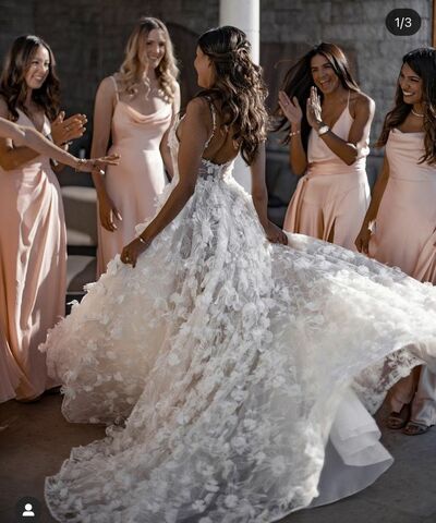  Sexy A-line Appliques Wedding Dress, Open Back Appliques Wedding Gown Bridal Dress