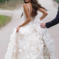  Sexy A-line Appliques Wedding Dress, Open Back Appliques Wedding Gown Bridal Dress - Thumbnail 1