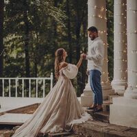 A-line Wedding Dress, Short Sleeves Tulle Wedding Gown Bridal Dress - Thumbnail 2