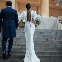 Sexy Mermaid Wedding Dress, Open Back Satin Wedding Gown Bridal Dress - Thumbnail 1