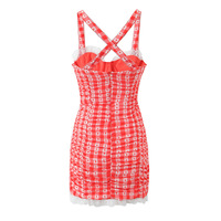 Retro style sweet plaid sexy lace tube top cross dress - Thumbnail 4