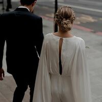 Sexy wedding Jumpsuit with Shawl - Thumbnail 2