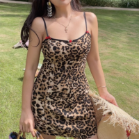Sexy Holiday Casual Leopard Print Suspender Miniskirt Dress - Thumbnail 4
