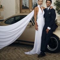 Sexy Sheath High Neck Wedding Dress, Backless Satin Wedding Gown Bridal Dress - Thumbnail 3