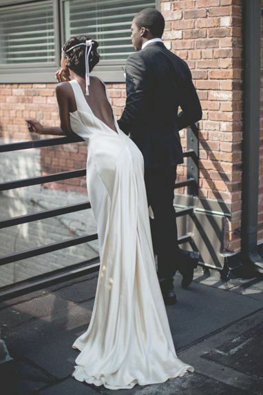 Sexy Sheath High Neck Wedding Dress, Backless Satin Wedding Gown Bridal Dress