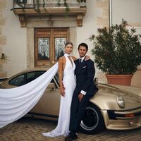 Sexy Sheath High Neck Wedding Dress, Backless Satin Wedding Gown Bridal Dress - Thumbnail 2