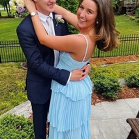 Cute Sweetheart Light Blue Pleat Chiffon A Line Long Prom Dress with Pearls Beading,PD230999 - Thumbnail 1