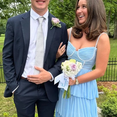 Cute sweetheart light blue pleat chiffon a line long prom dress with pearls beading,pd230999 - Thumbnail 2