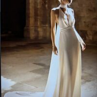 Sexy Sheath High Neck Wedding Dress, Satin Backless Wedding Gown Bridal Dress - Thumbnail 1