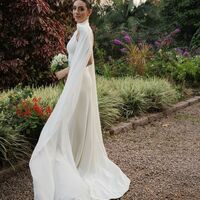 Sexy Sheath Wedding Dress, High Neck Satin with Shawl Wedding Gown Bridal Dress - Thumbnail 1