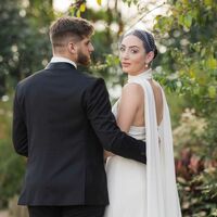 Sexy Sheath Wedding Dress, High Neck Satin with Shawl Wedding Gown Bridal Dress - Thumbnail 3