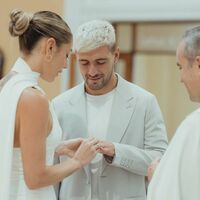 Sexy Sheath Wedding Dress, High Neck Satin Wedding Gown Bridal Dress - Thumbnail 1