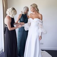 Sexy Sheath Off the Shoulder Wedding Dress, Long Wedding Gown Bridal Dress - Thumbnail 1