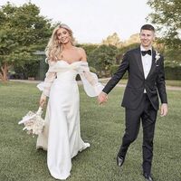 Sexy Sheath Off the Shoulder Wedding Dress, Long Wedding Gown Bridal Dress - Thumbnail 2
