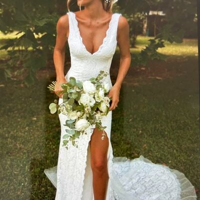 Sexy v-neck wedding dress, tulle  wedding gown bridal dress