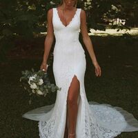 Sexy V-neck Wedding Dress, Tulle  Wedding Gown Bridal Dress - Thumbnail 1