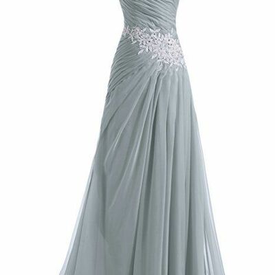 Elegant mother of the bride/groom dress grey lace appliques a line evening formal prom dress