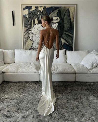 Sexy Sheath Halter Wedding Dress, Satin Backless Wedding Gown Bridal Dress