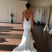 Sexy V-neck Wedding Dress, Sheath Cowl Back Wedding Gown Bridal Dress - Thumbnail 1