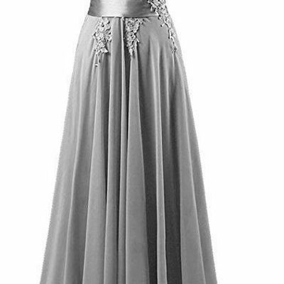 Elegant mother of the bride/groom dress grey lace a line evening formal prom dress