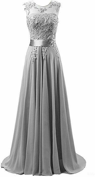 Elegant Mother of the Bride/Groom Dress Grey Lace A Line Evening Formal Prom Dress