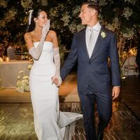 Sexy Strapless Wedding Dress, Sheath Satin Wedding Gown Bridal Dress - Thumbnail 1