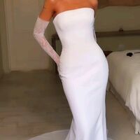 Sexy Strapless Wedding Dress, Sheath Satin Wedding Gown Bridal Dress - Thumbnail 2