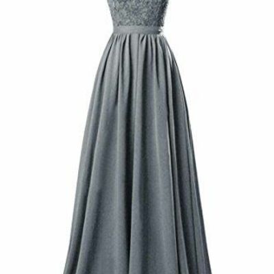 Elegant mother of the bride/groom dress grey lace a line evening formal prom dress