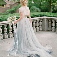 Elegant Appliques Bodice Wedding Dress, Tulle Long Wedding Gown Bridal Dress - Thumbnail 1