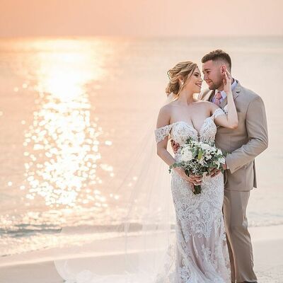 Sexy sheer bodice wedding dress, appliques tulle wedding gown bridal dress - Thumbnail 1