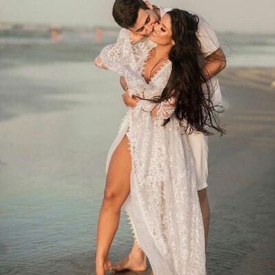 Sexy deep v-neck wedding dress, lace side split wedding gown bridal dress