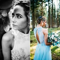 Sexy Blue Sheer Bodice Wedding Dress, Appliques Tulle Wedding Gown Bridal Dress - Thumbnail 1