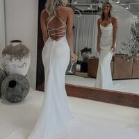 Sexy Sheath Wedding Dress, Crisscross Back Wedding Gown Bridal Dress - Thumbnail 2