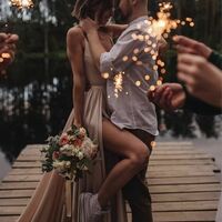 Sexy Champagne Wedding Dress, Deep V-neck Side Split Wedding Gown Bridal Dress - Thumbnail 3