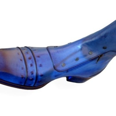 Crafted leather classic dress shoes blue leather ankle high buckle jodhpur boot with zipper and button - Thumbnail 4