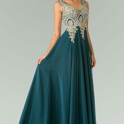 Elegant mother of the bride/groom dress green lace appliques evening formal prom dress
